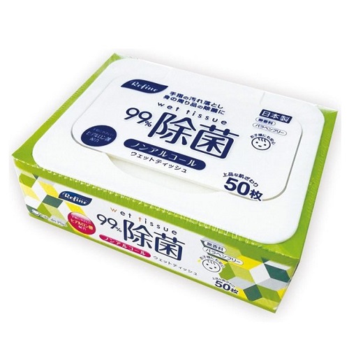 ライフ堂 リファイン ノンアルコール除菌 BOX ウェットティッシュ 50枚 (50)