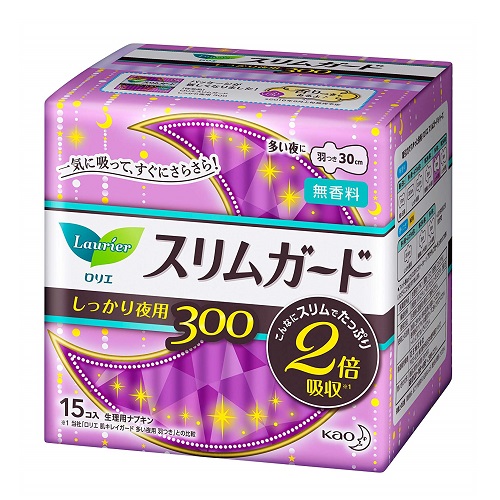 ロリエ スリムガード 多い夜用300 羽つき 30cm 15コ入 (16)