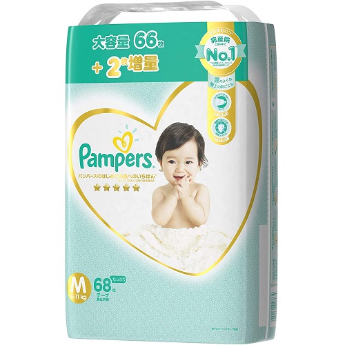 [Am] パンパース はじめての肌へのいちばん テープ M 68枚 (箱JAN 4902430926041) (3) 44.5*36*31-5.81