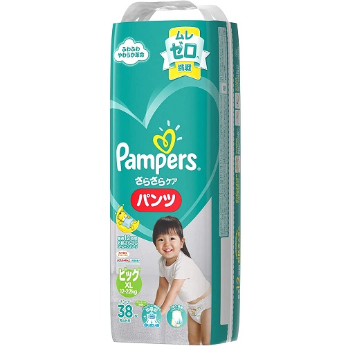 P&G パンパース パンツ さらさらケア スーパージャンボ ビッグ 38枚 (箱JAN 4602430157087) (4) 35*27*46-5