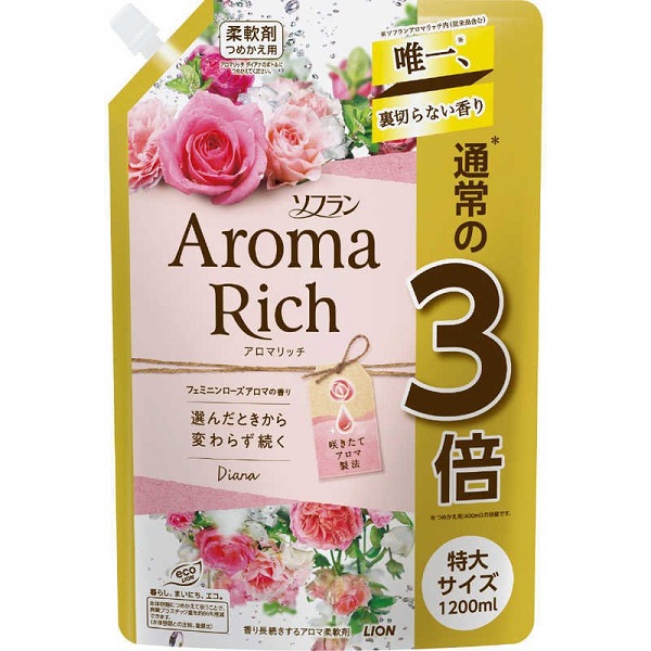 ライオン ソフランアロマリッチ ダイアナ 詰替用 特大 1200ml (6)