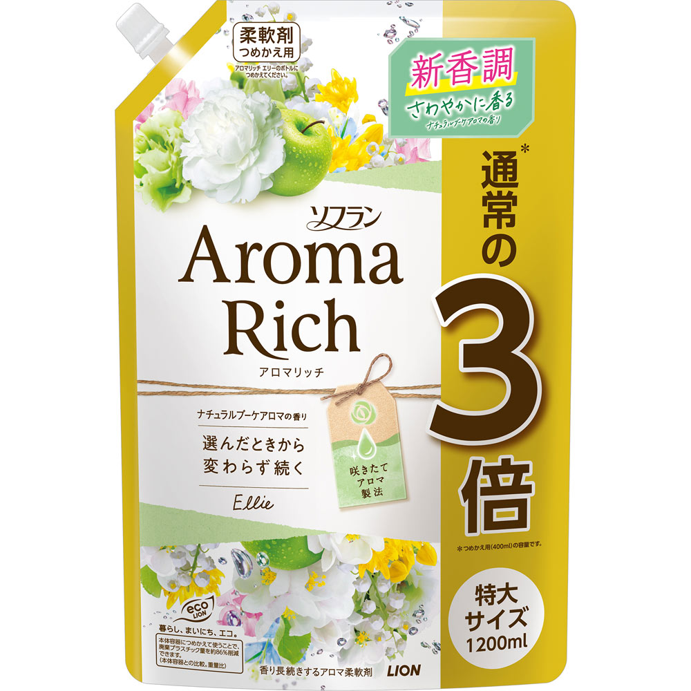ライオン ソフランアロマリッチ エリー 詰替用 特大 1200ml (6)